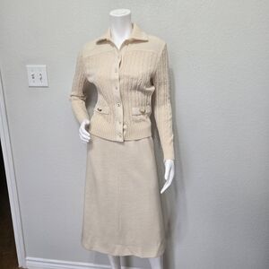 Vintage Ara Modell Wool Cream Skirt Suit Size 40/ USA 10